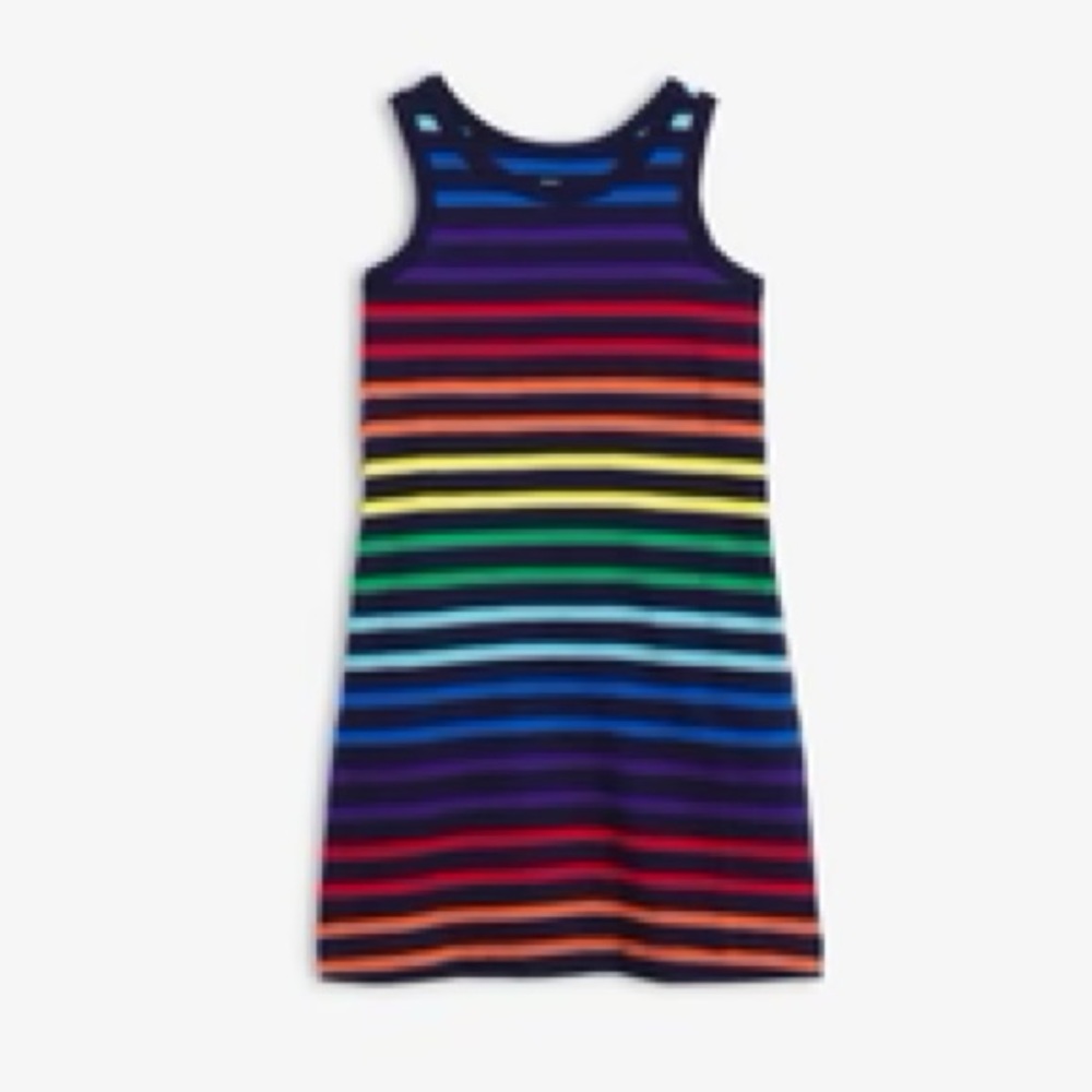 Primary Rainbow Stripe Tank Dress